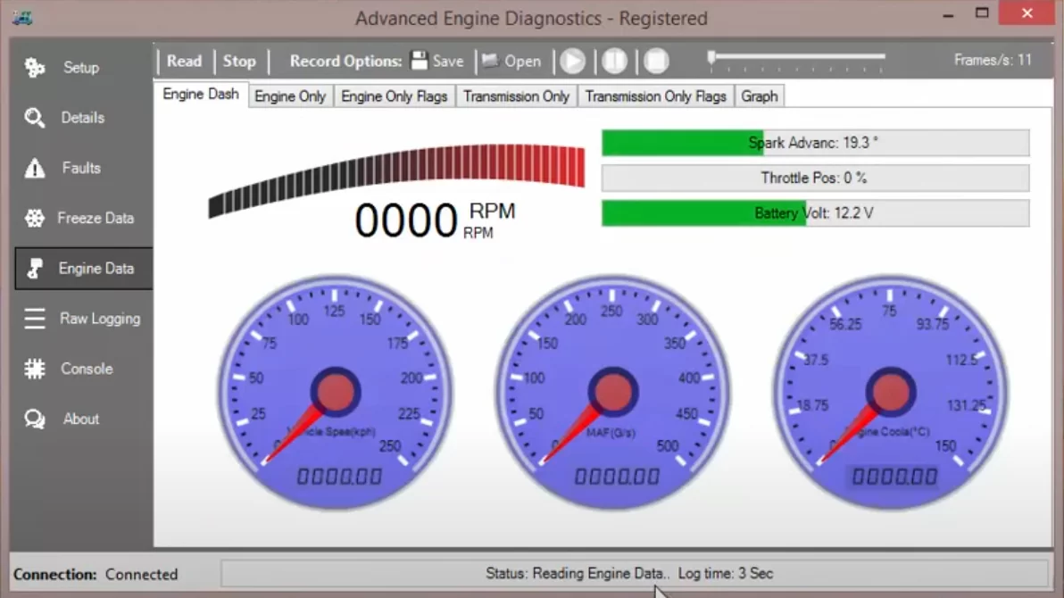 AED Live Engine Data Dash