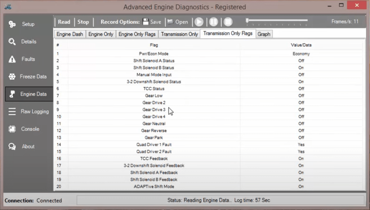 AED Live Engine Data List